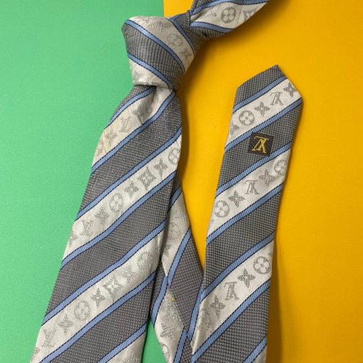 Louis Vuitton Necktie - Grey/White/Blue - Front