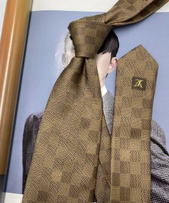 Louis Vuitton Brown Damier Print Tie